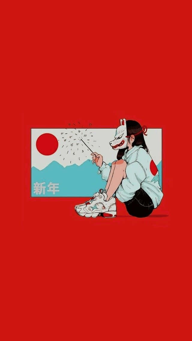 Bold, Bright And Breathtaking: The Iphone 11 Red Anime Background