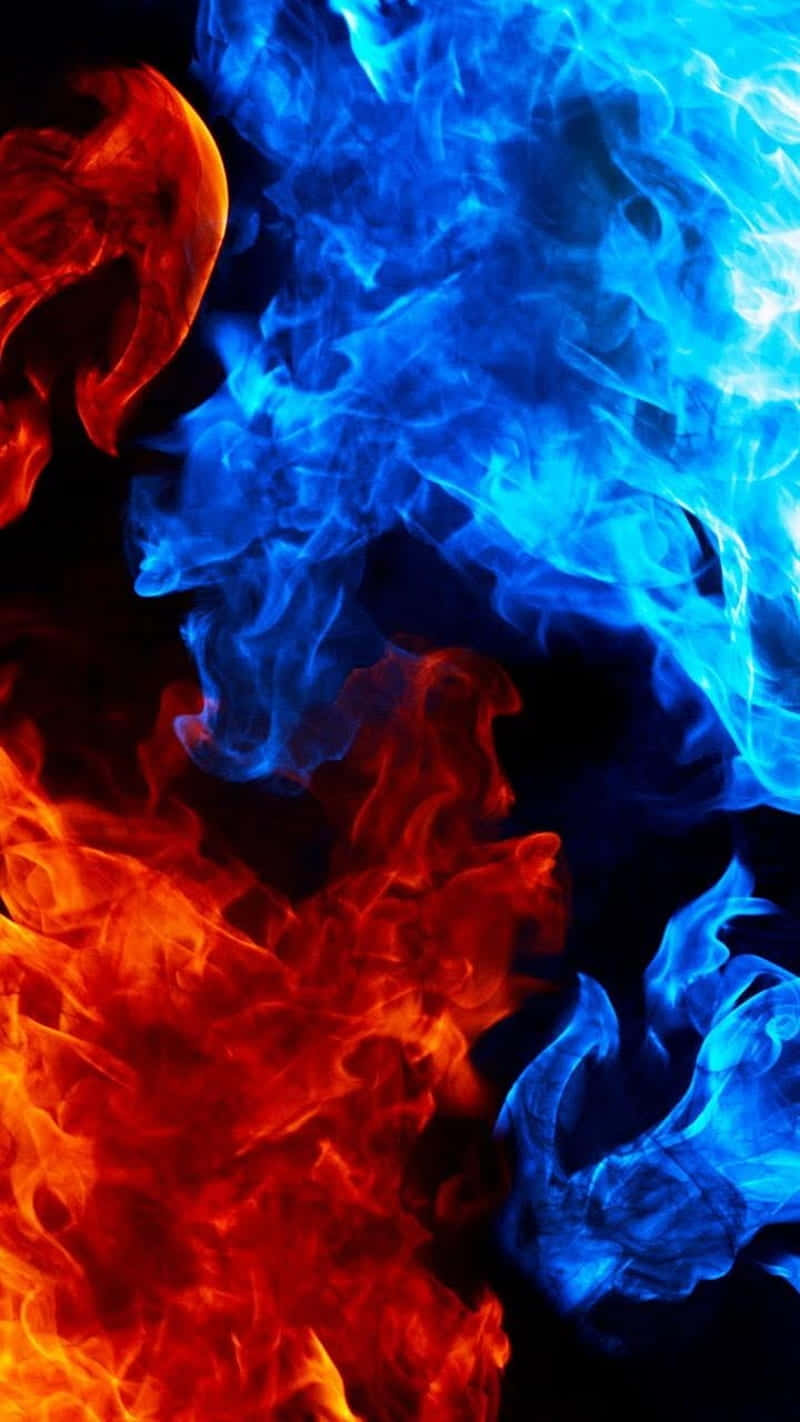 Bold Flames Burst In A Fiery Array Of Striking Red And Blue Colors