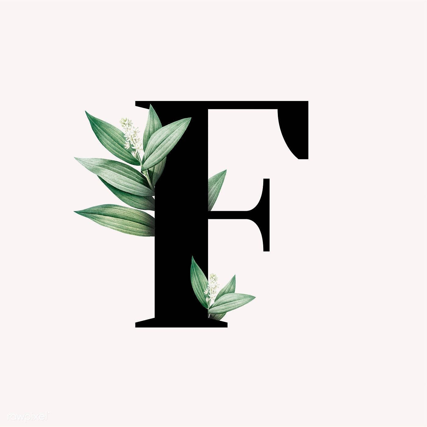 Bold Letter F With Leaves Background