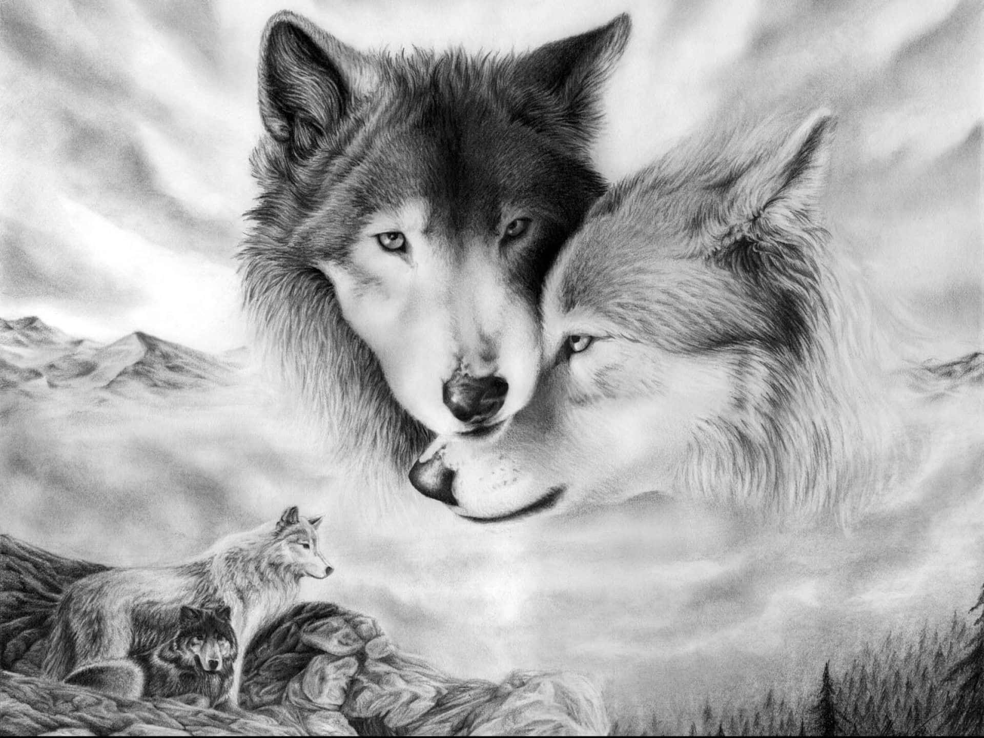 Bold, Mystical Wolf In The Midst Of Ethereal Fog Background