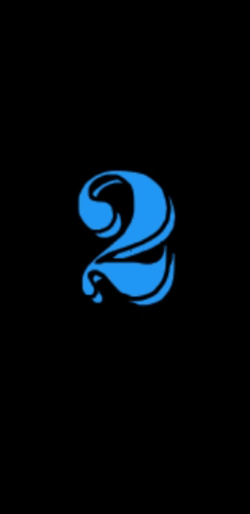 Bold Number 2 Blue Retro Script