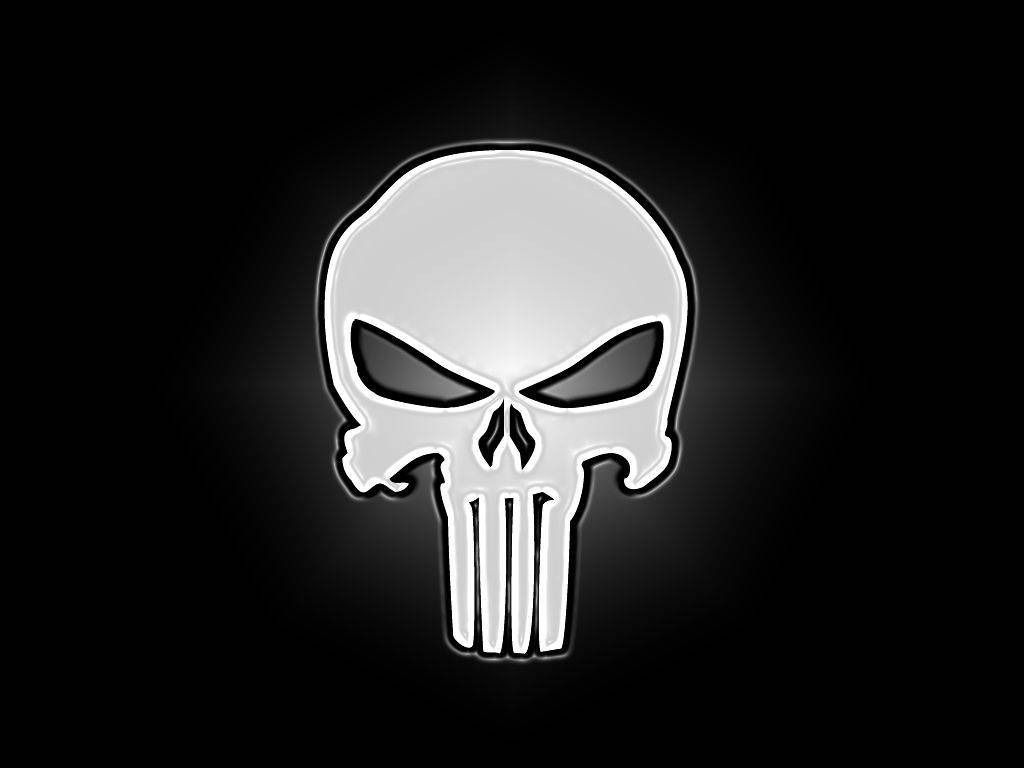 Bold Outline White Punisher Skull Background