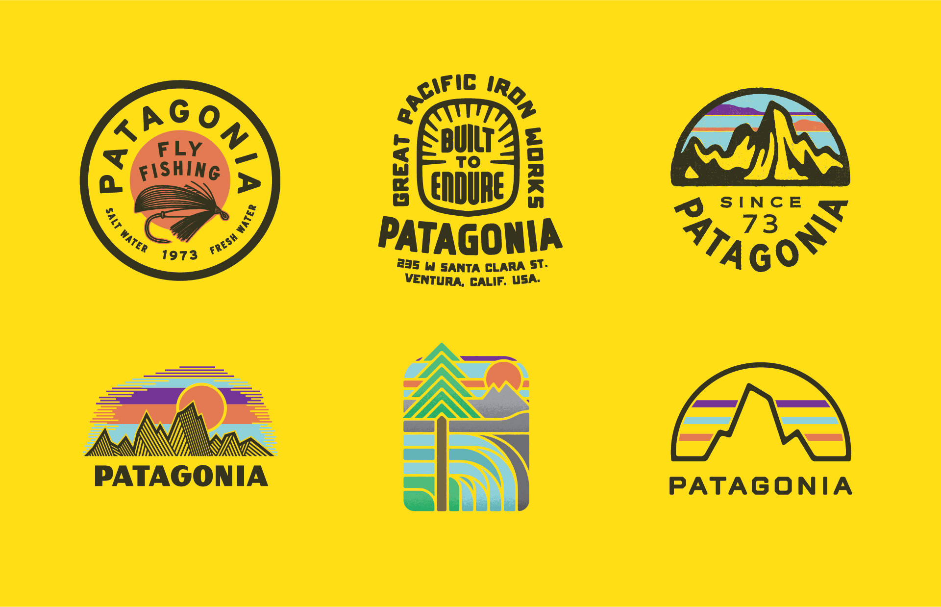 Bold Patagonia Logo Against Yellow Background