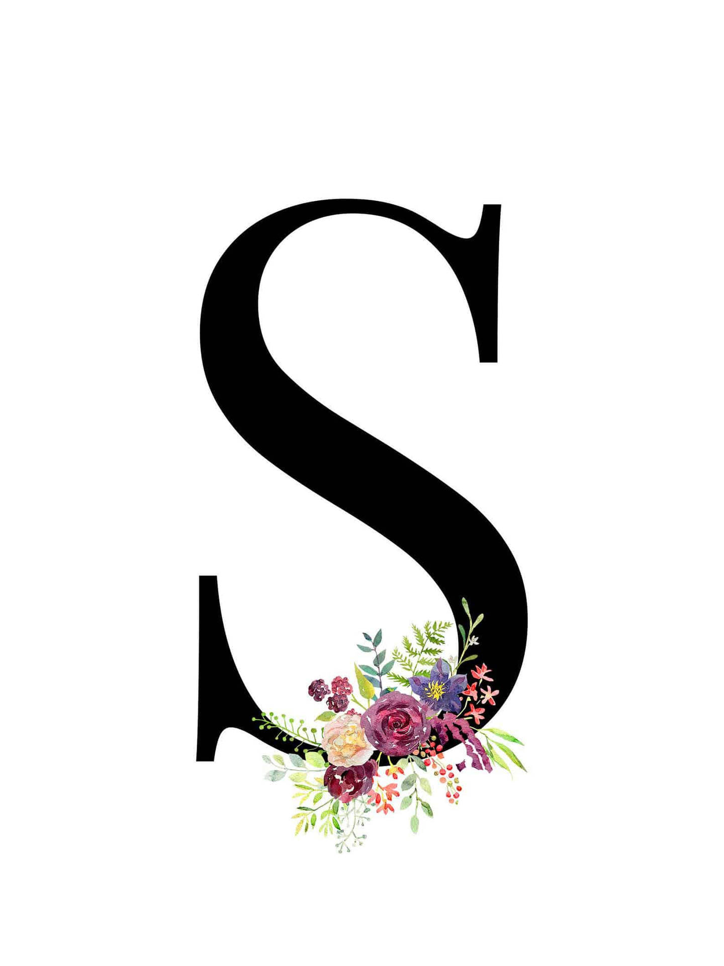 Bold S With Flowers Background