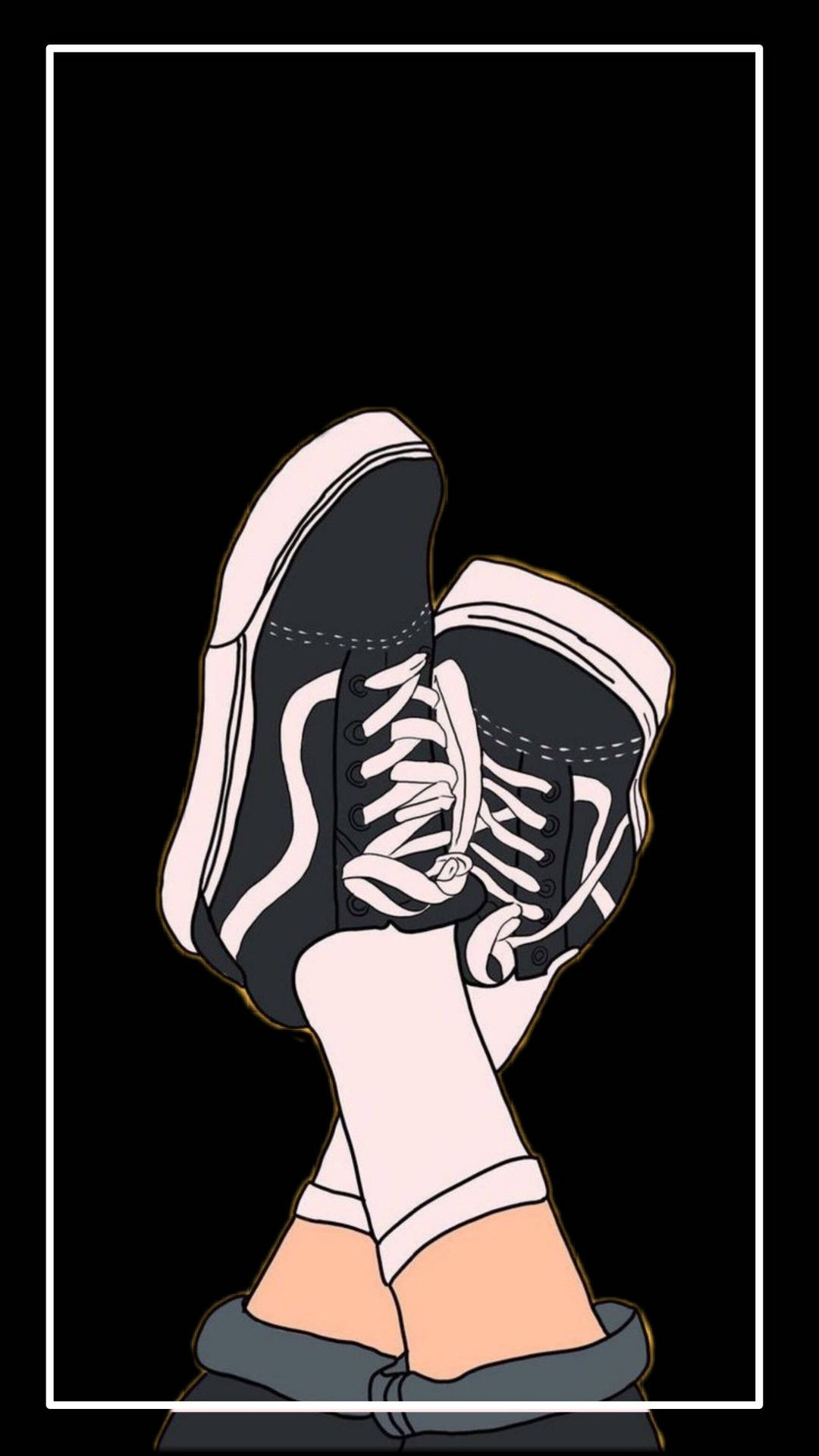 Boldly Embracing The Tomboy Aesthetic With Black Sneakers Background