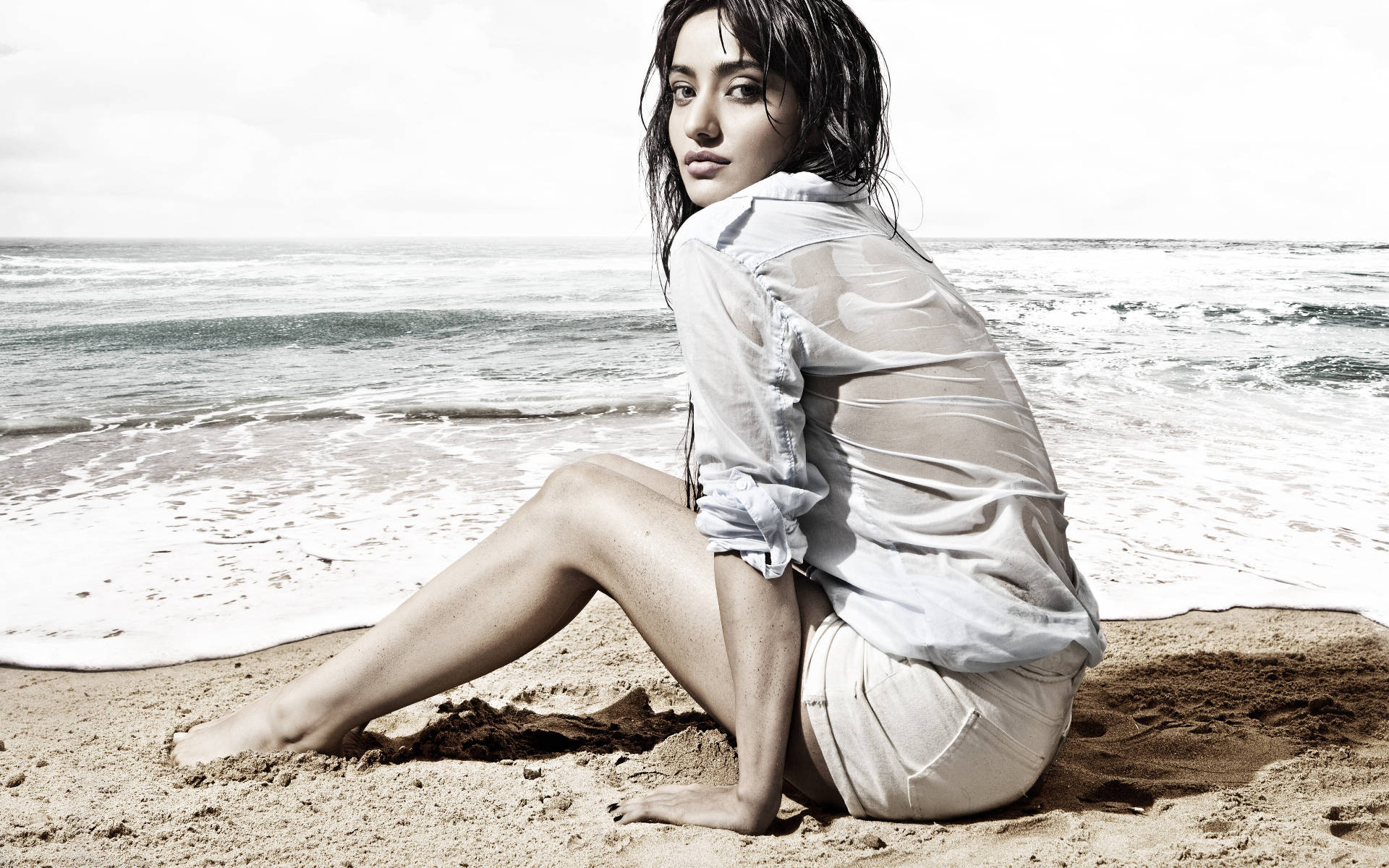 Bollywood Neha Sharma In Beach Shore Background