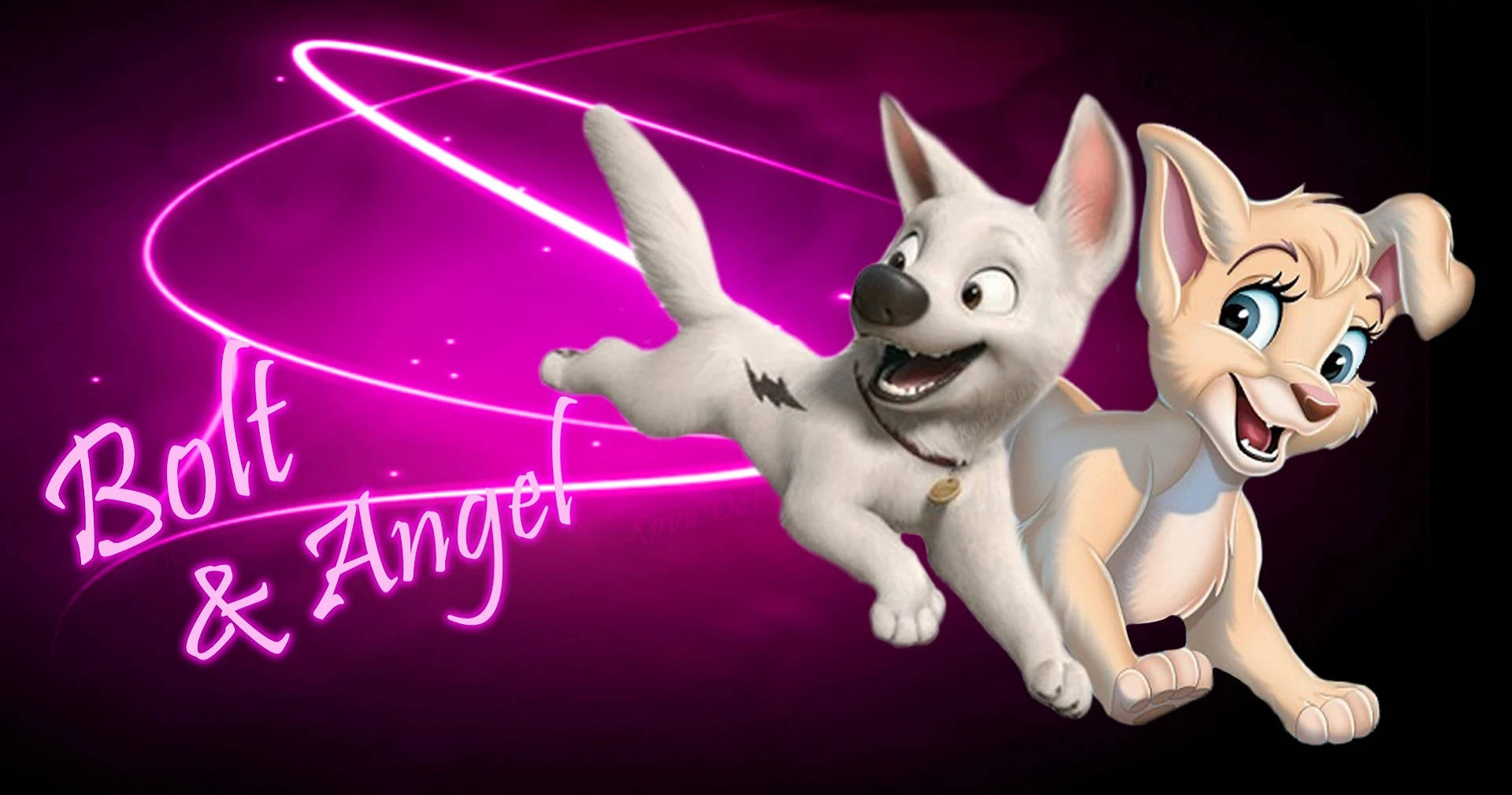 Bolt And Angel In Pink Background