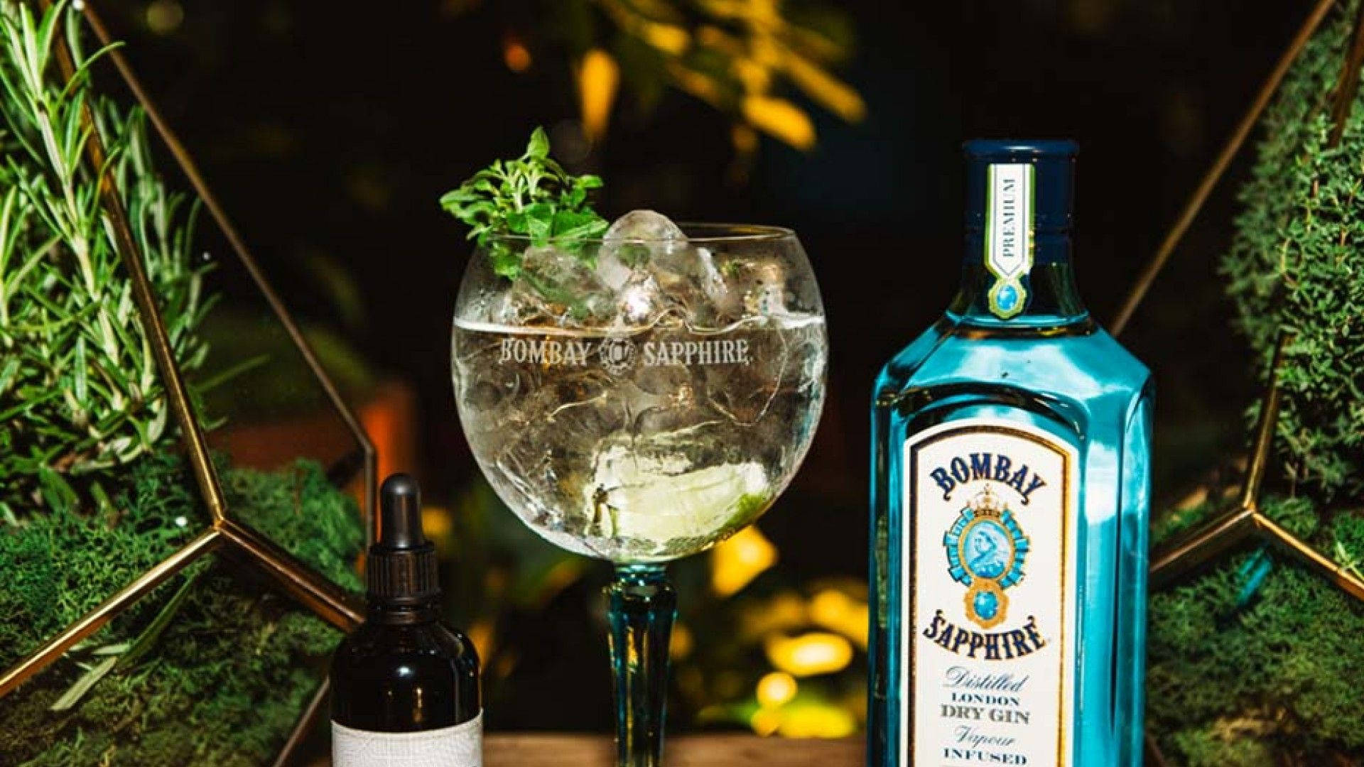 Bombay Sapphire In Wine Glass Background