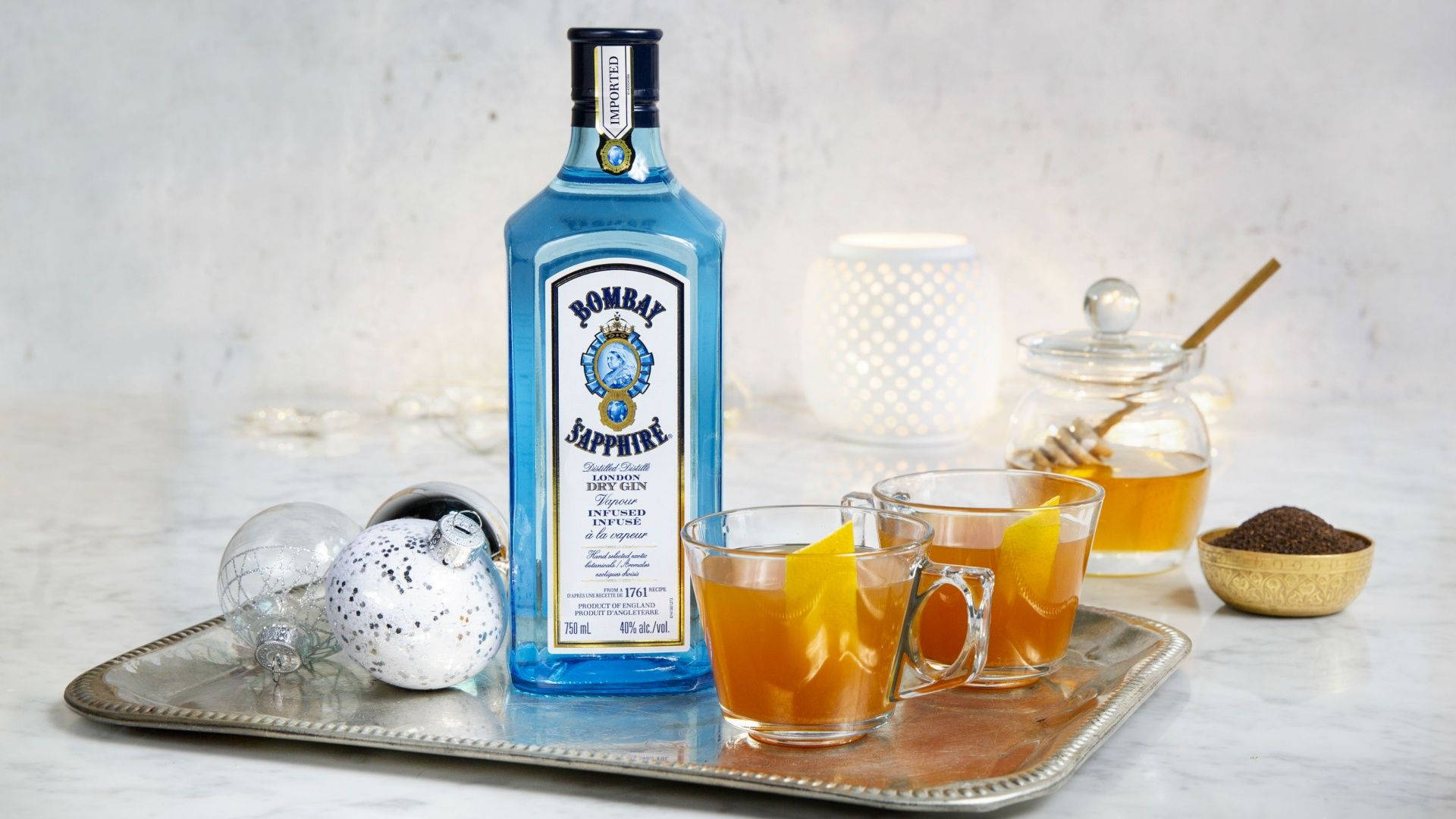 Bombay Sapphire With Honey Background