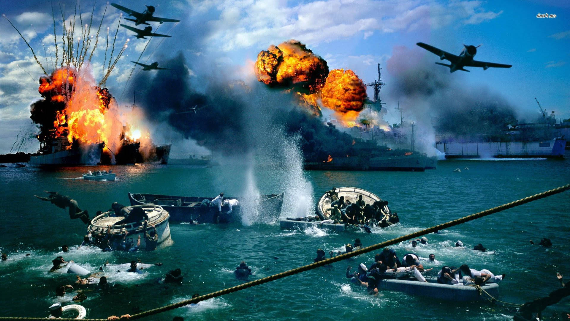 Bombings In Pearl Harbor Hawaii Usa Background
