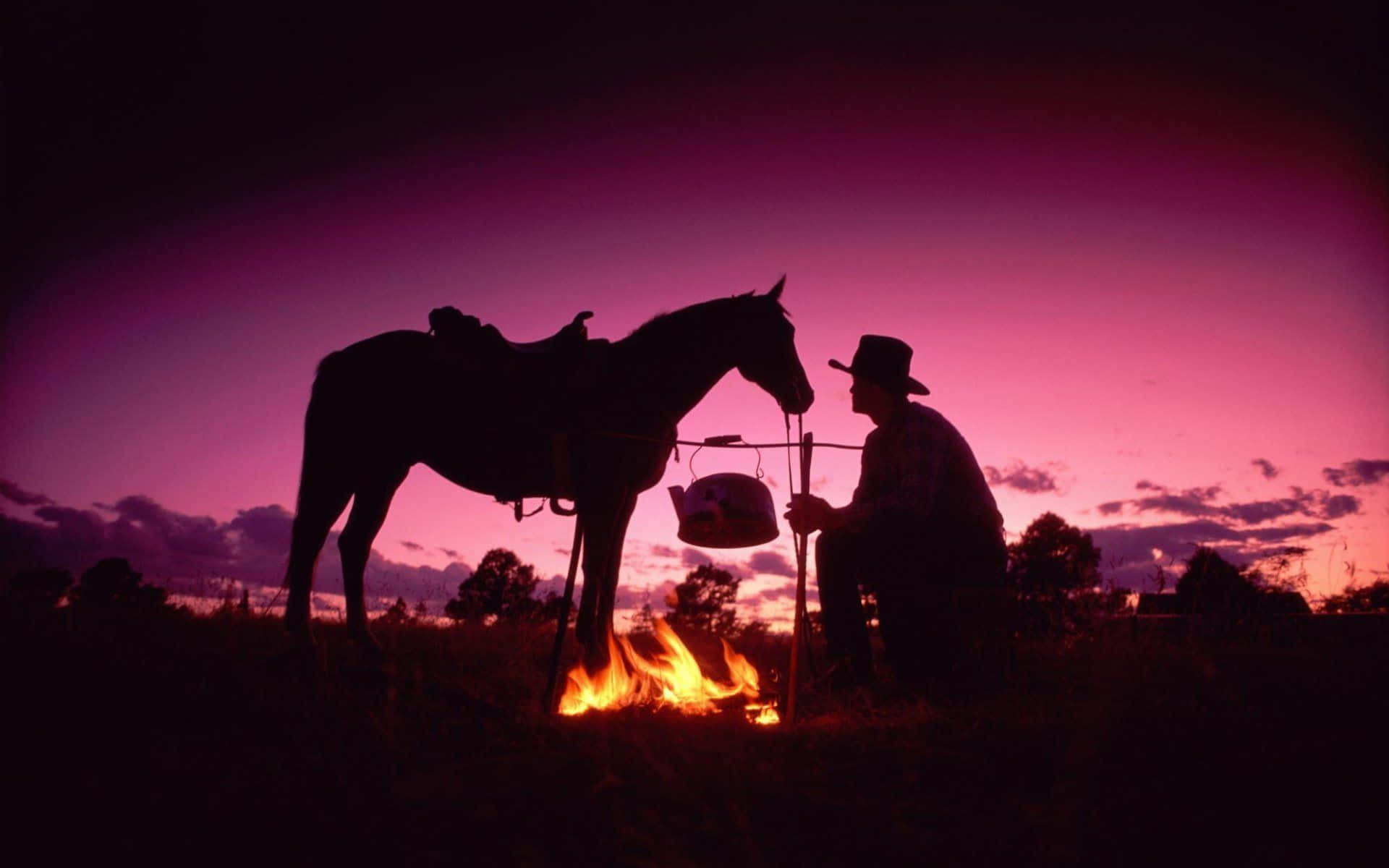 Bonfire Of A Western Cowboy Desktop Background