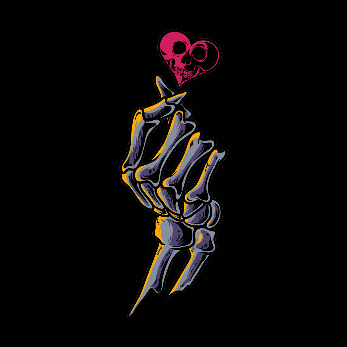 Bony Finger Heart Of Skeleton Background