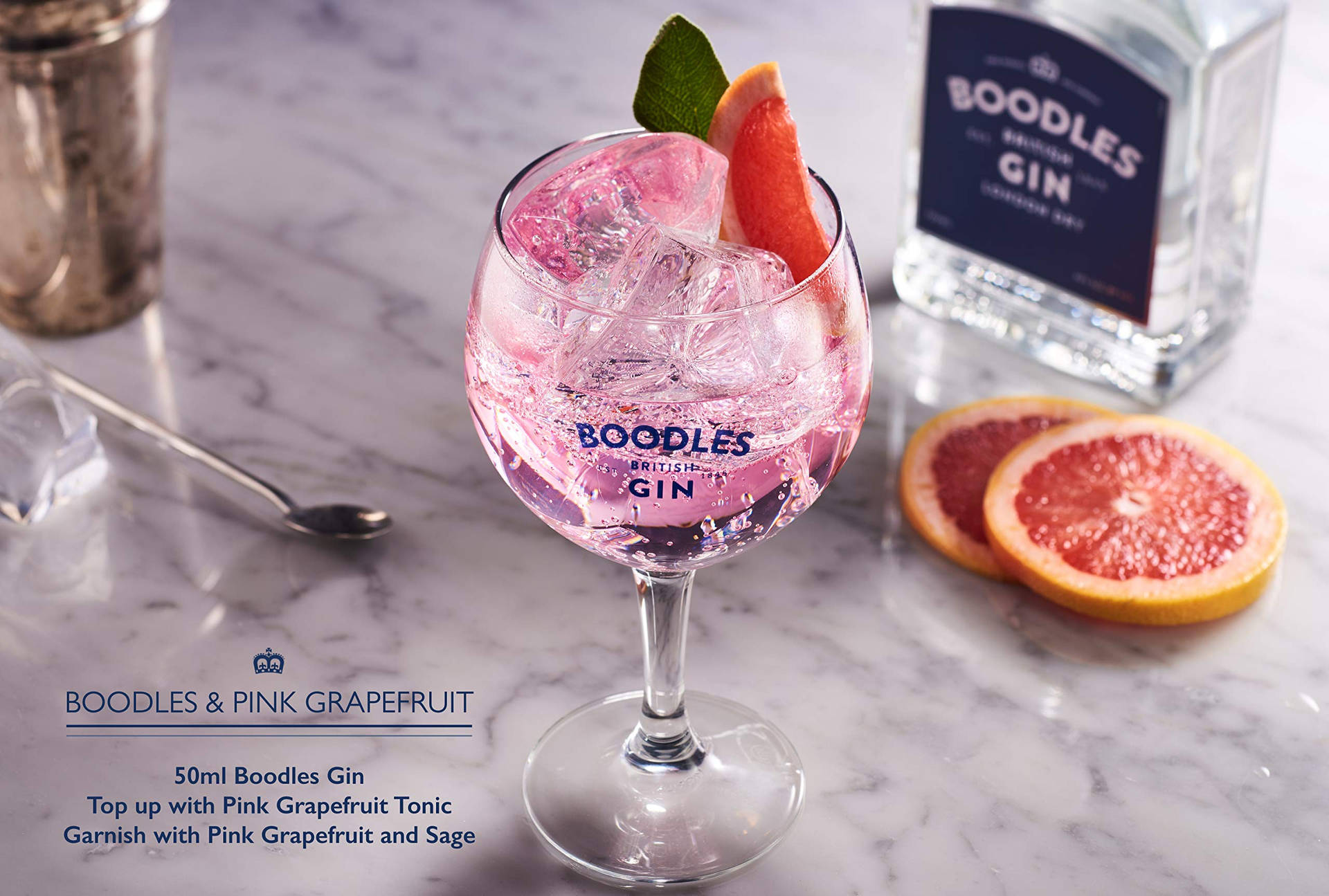 Boodles Gin And Pink Grapefruit Background