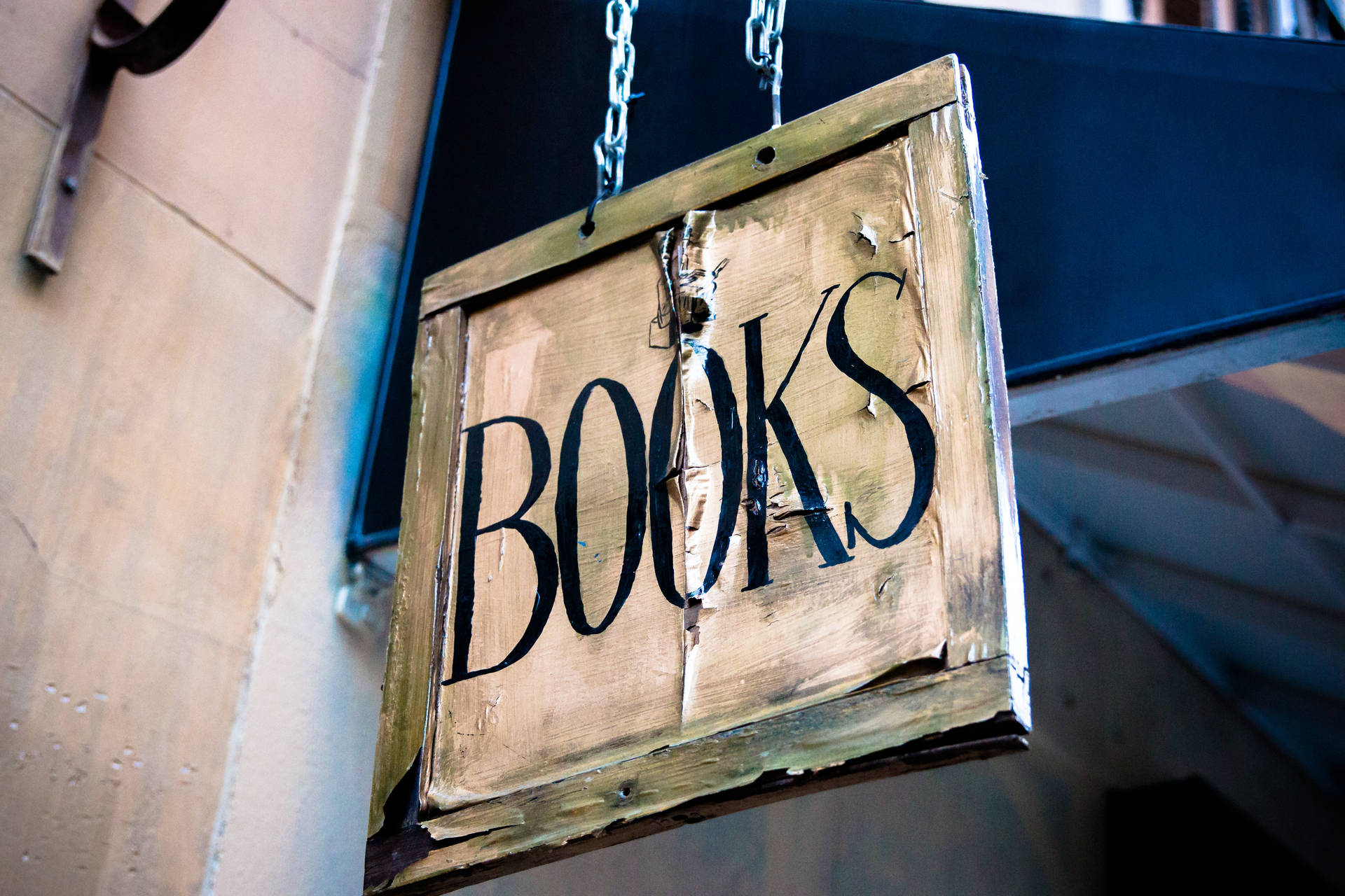 Books Inscription On Signboard Background