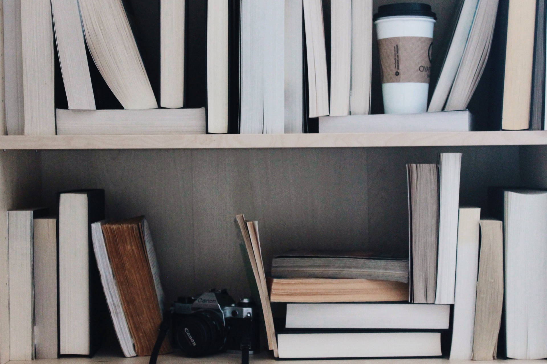 Bookshelf Aesthetic Book Desktop Background