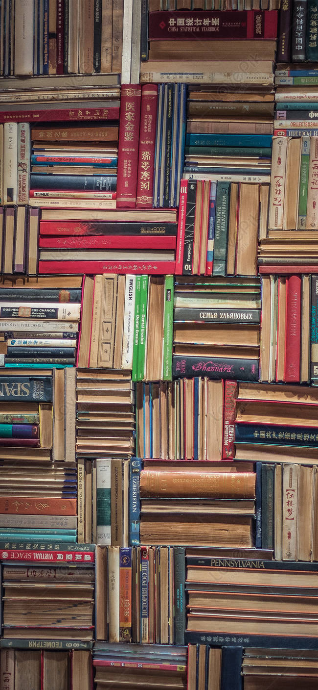 Bookshelf Pile Of Books Background