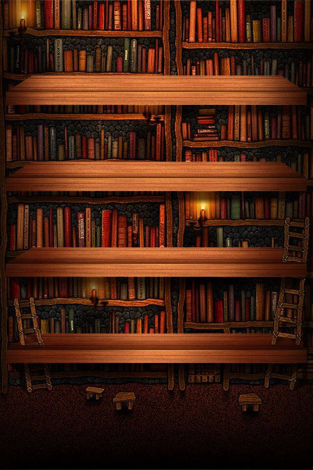 Bookshelf Three Lit Candles Background