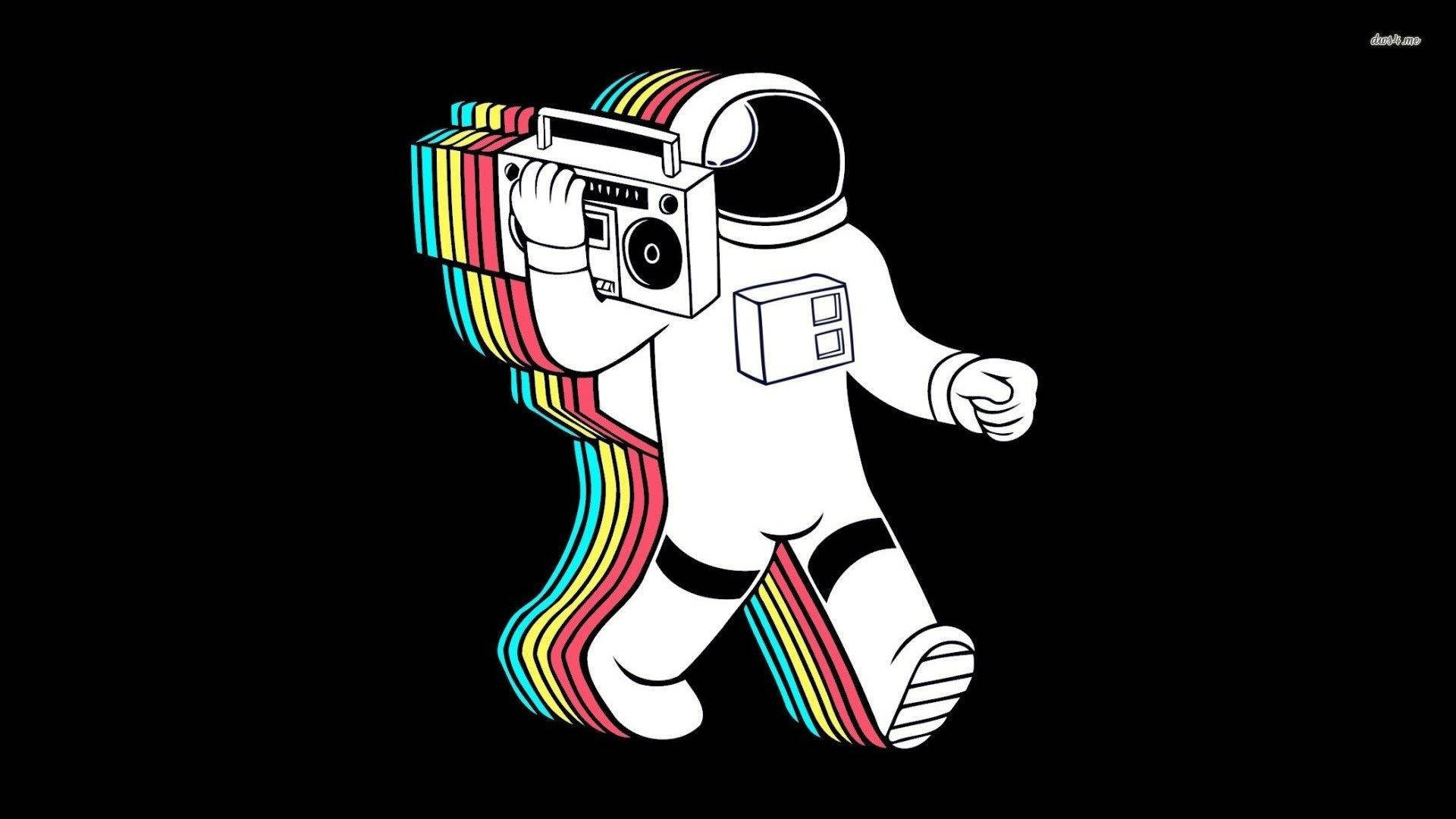 Boombox Space Astronaut Background