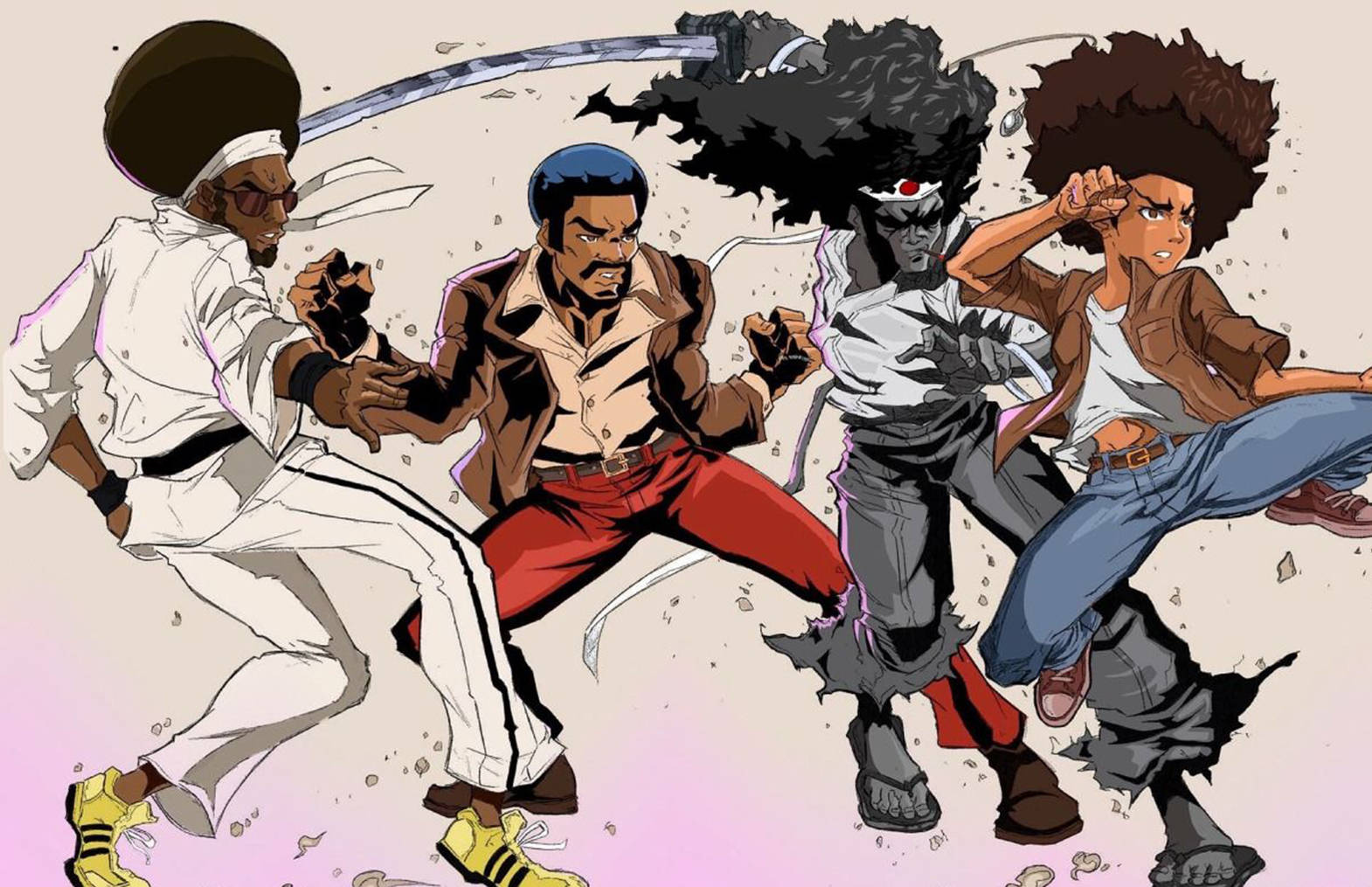 Boondocks Characters In Bold And Colorful Artistic Illustration Background