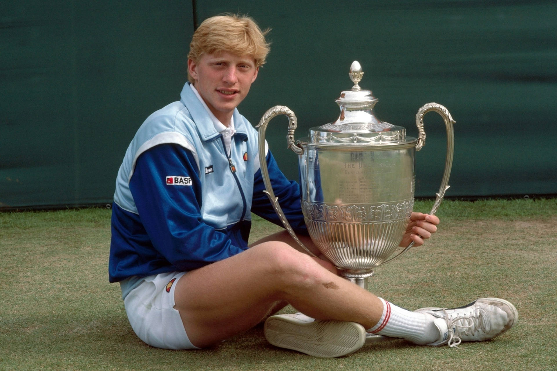 Boris Becker With Trophy Background