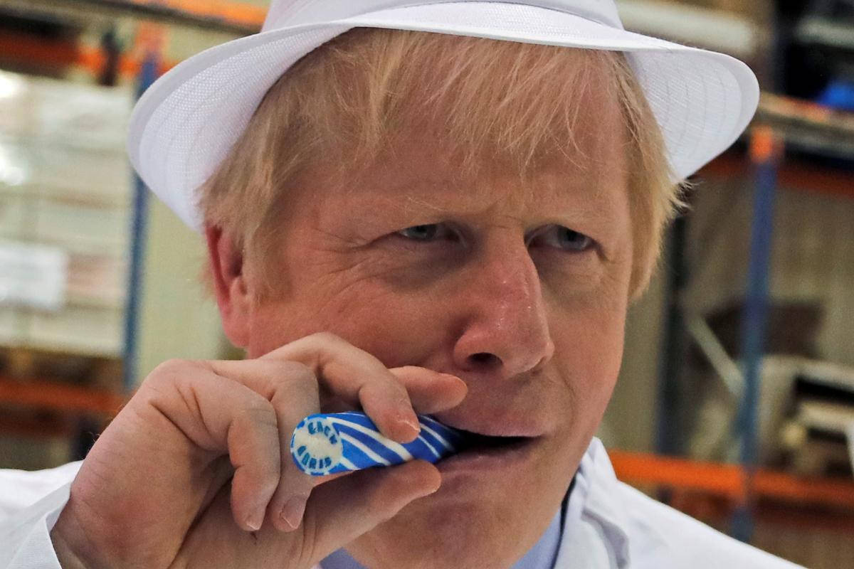 Boris Johnson With A Candy Cane Background