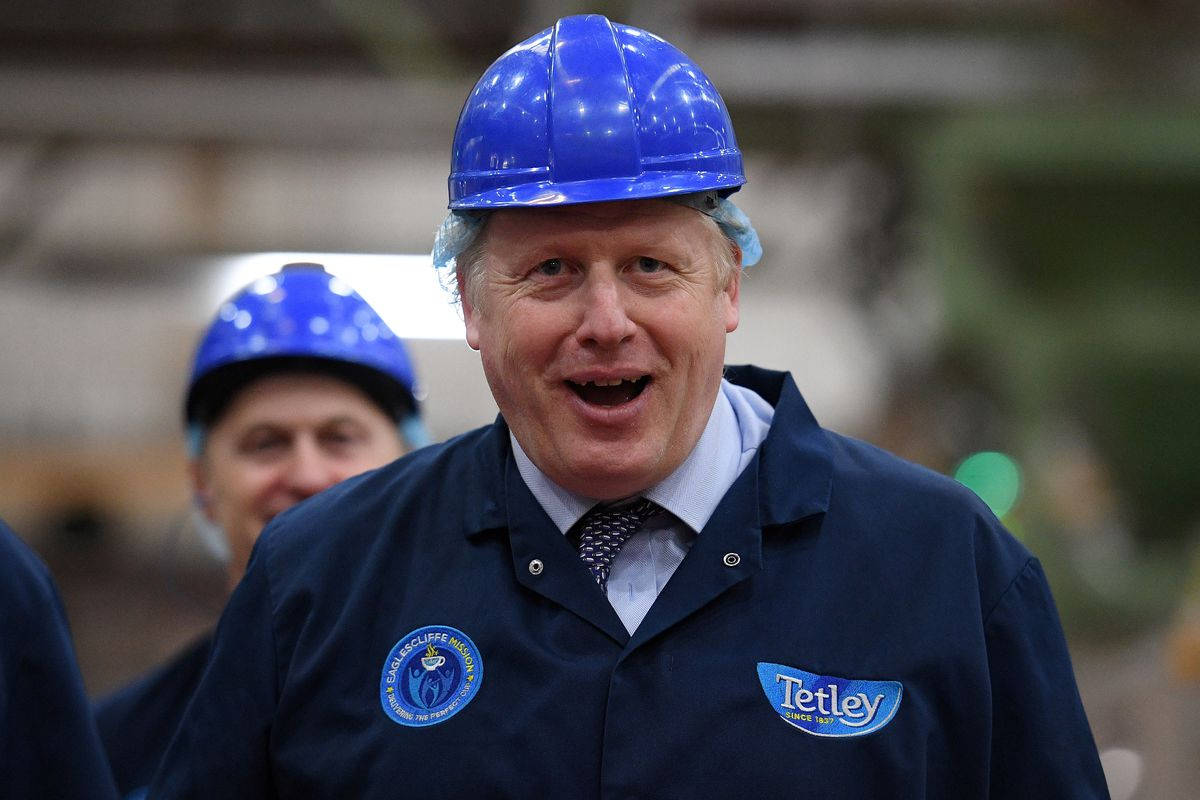 Boris Johnson With A Hard Hat Background