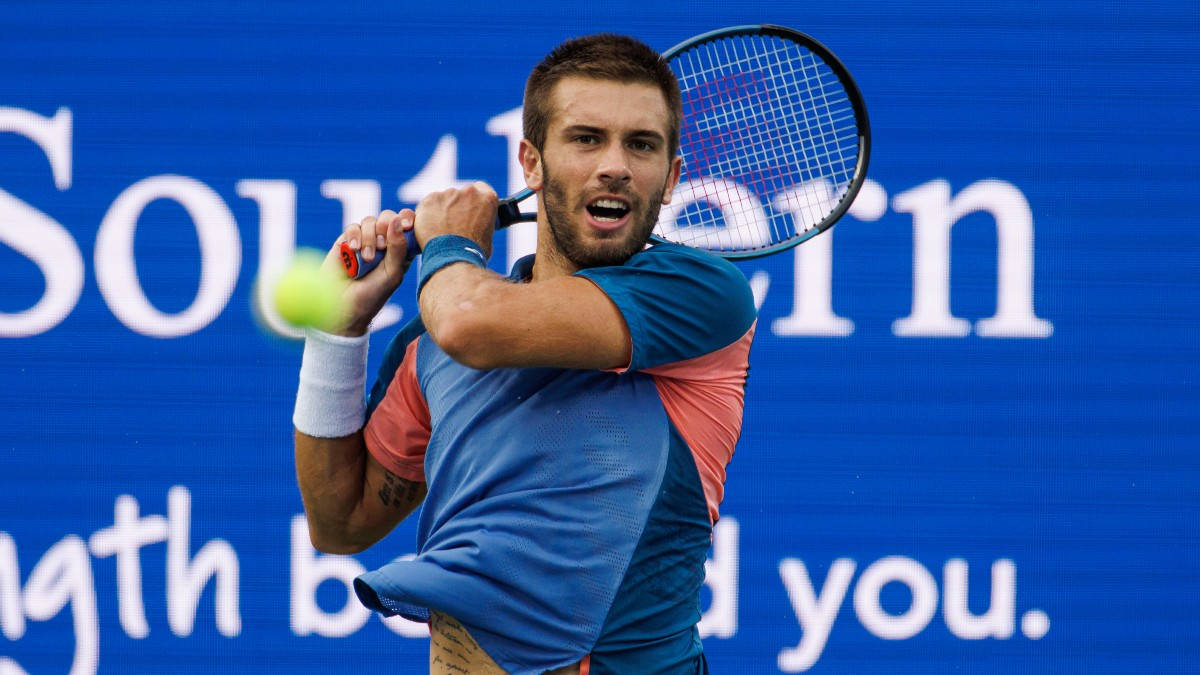 Borna Coric After A Swing Background