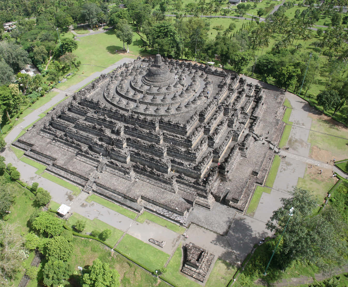 Borobudur Temple Aerial View Background