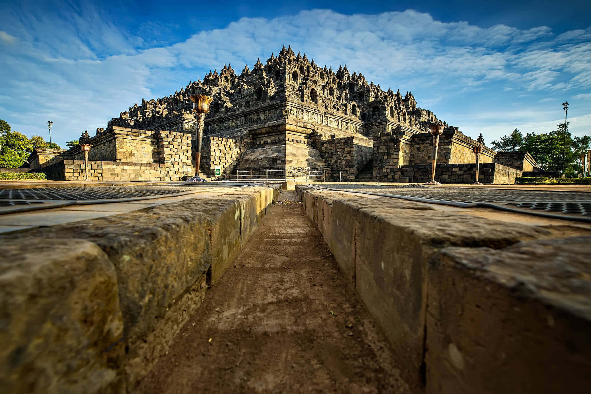 Borobudur Temple With A Perfectly Blue Sky Background