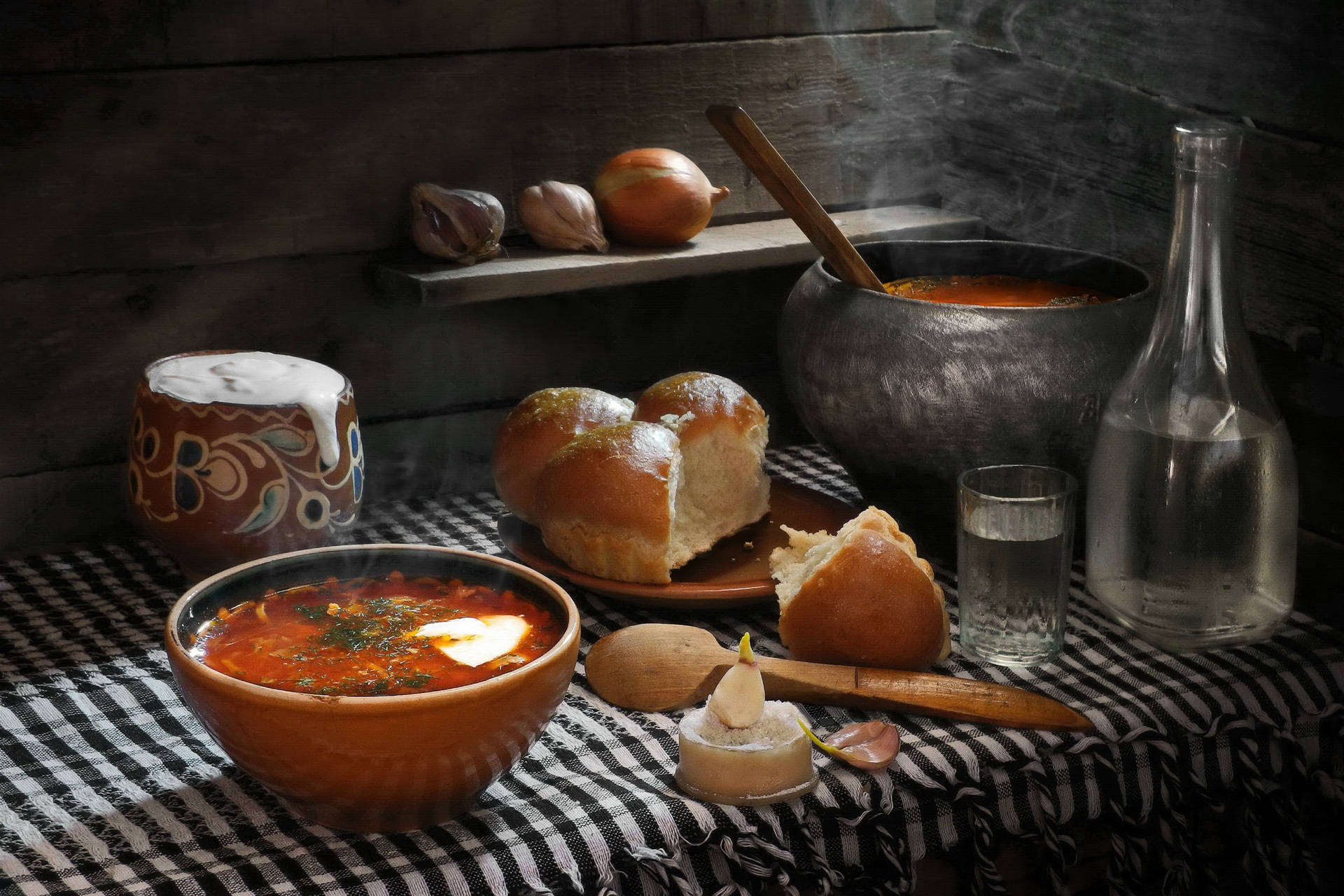 Borscht And Pastry Background