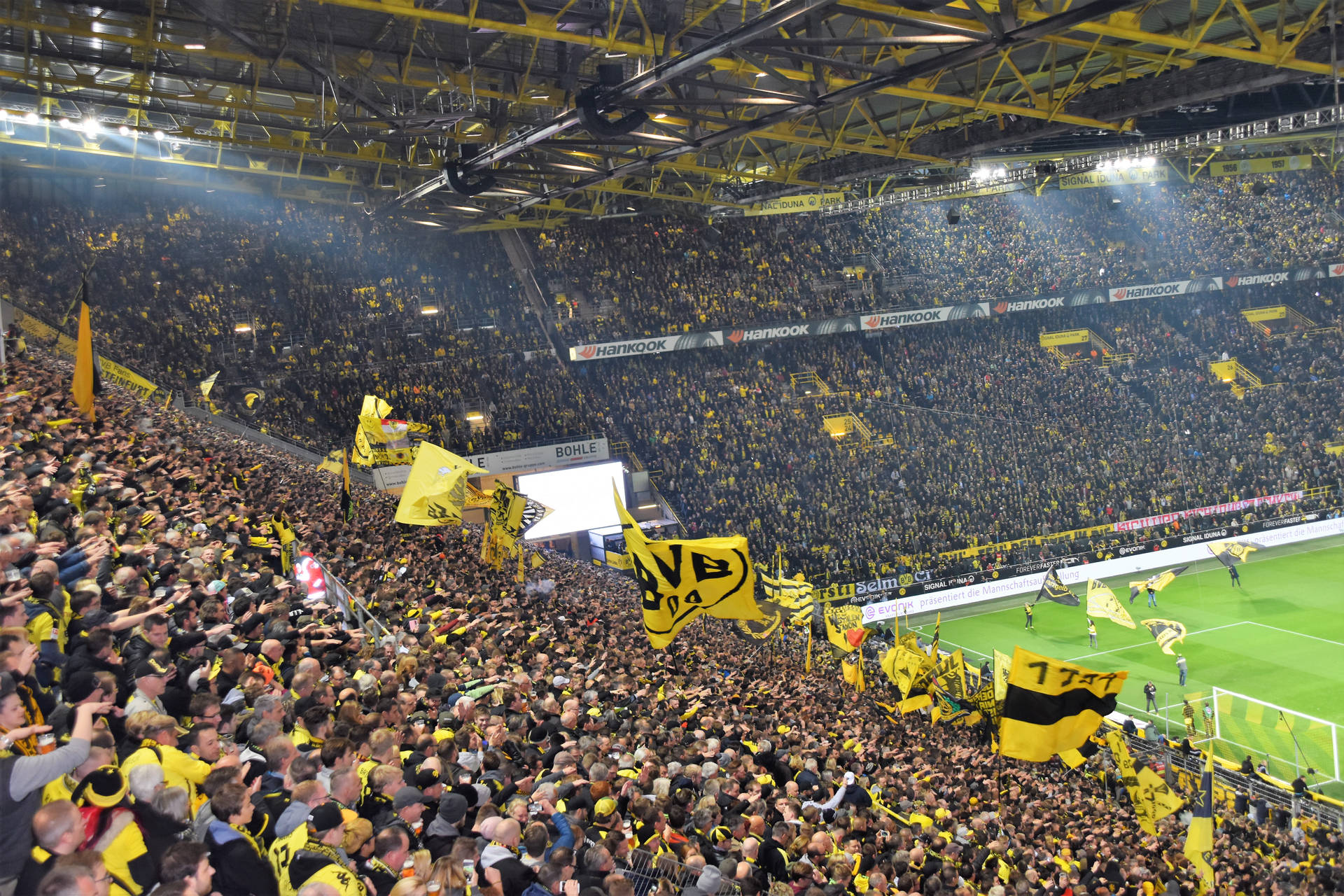 Borussia Dortmund Stadium Crowd Background