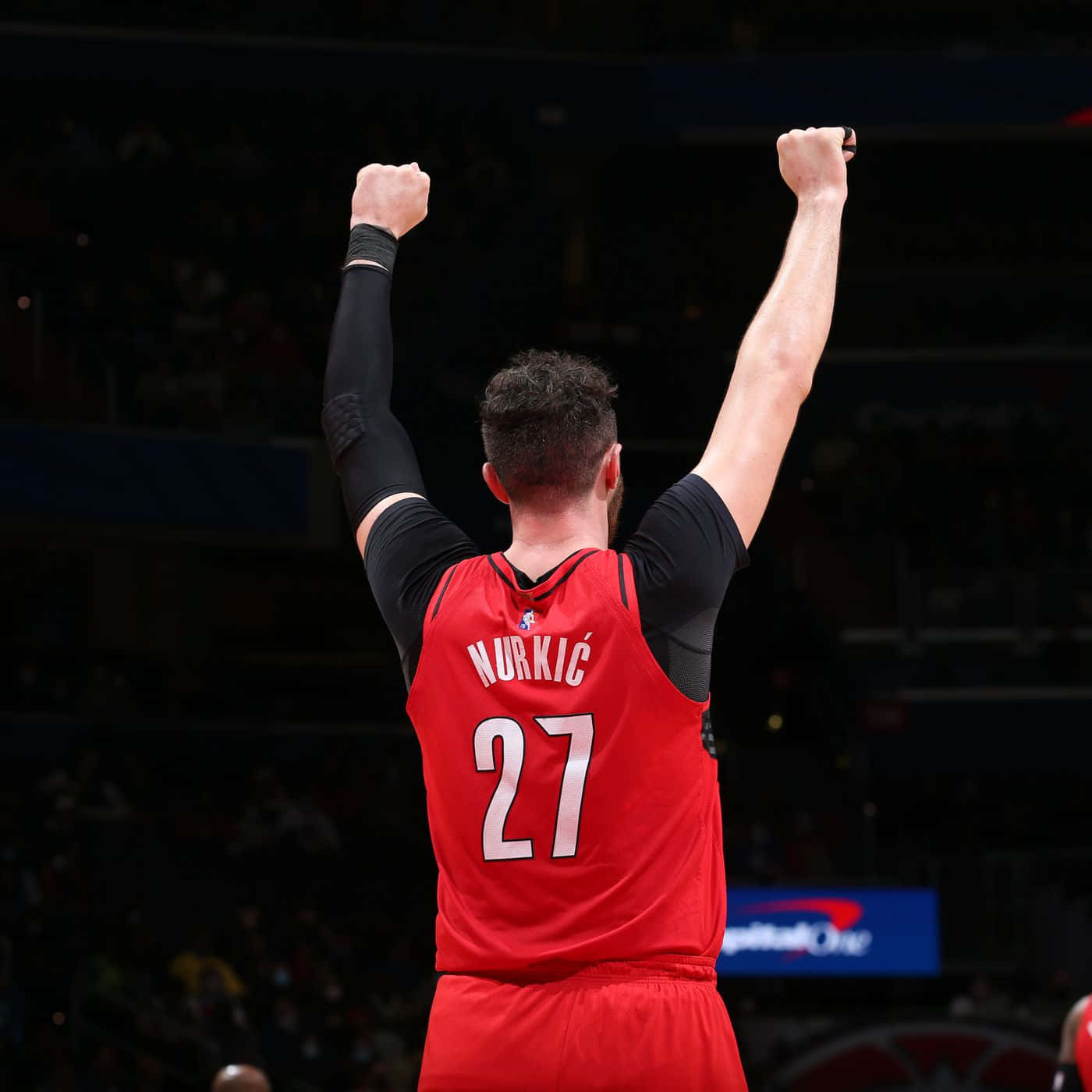 Bosnian Professional Basketball Player Jusuf Nurkic Back Angle Shot Background