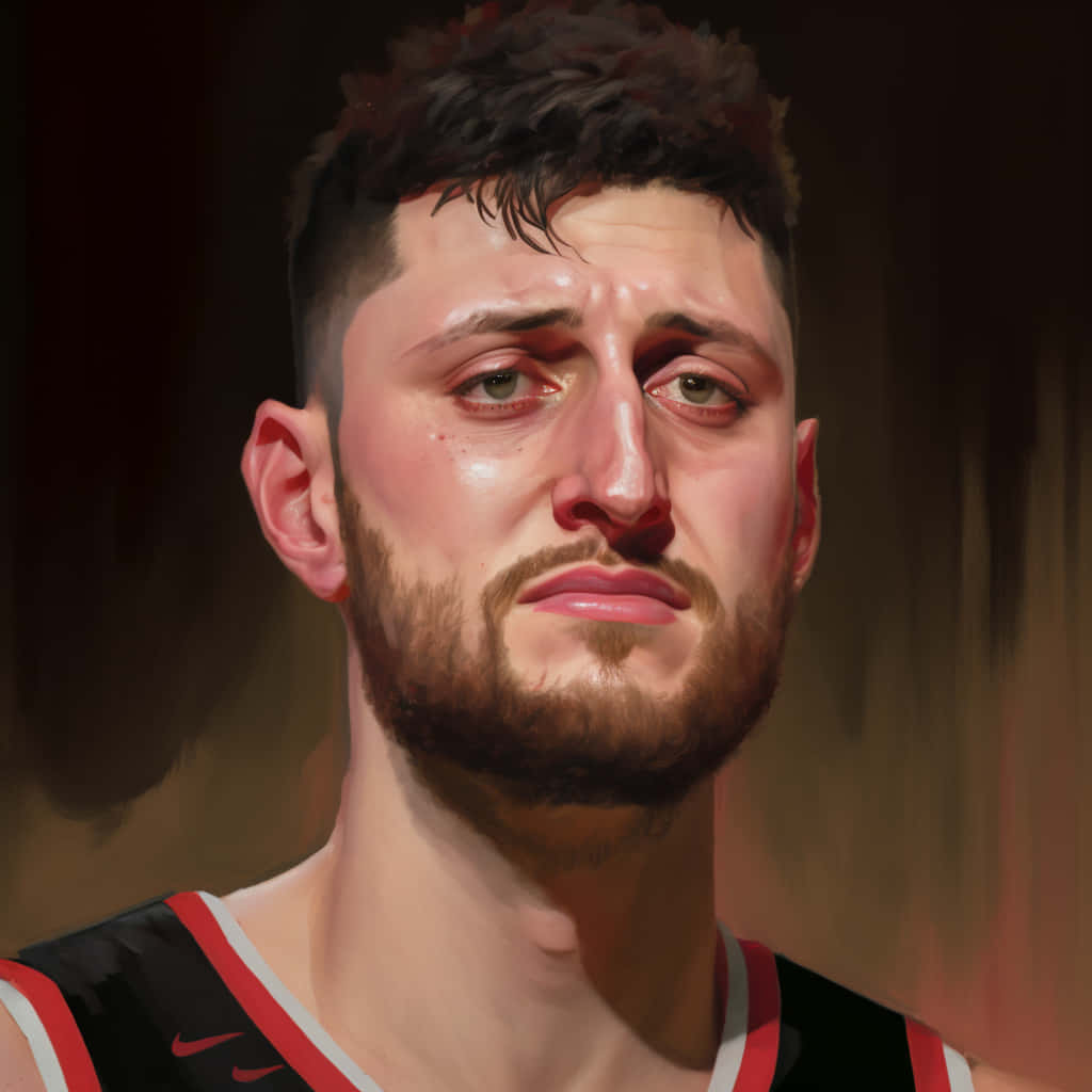 Bosnian Professional Basketball Player Jusuf Nurkic Digital Illustration Background