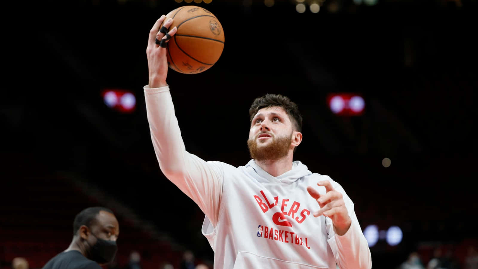 Bosnian Professional Basketball Player Jusuf Nurkic Layup Background