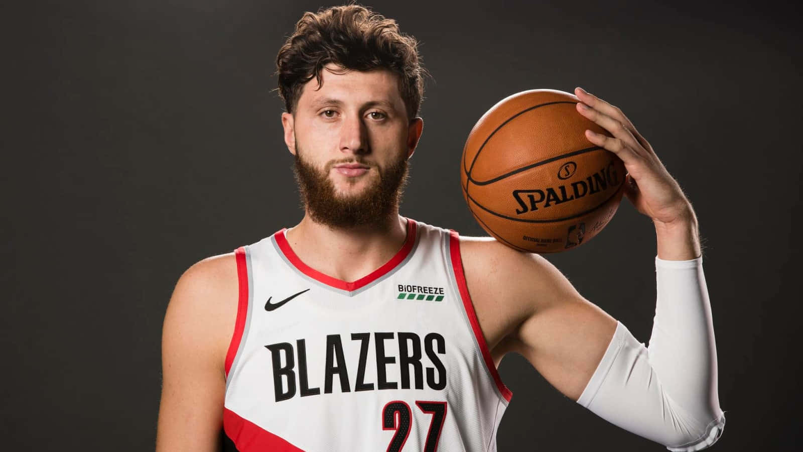 Bosnian Professional Basketball Player Jusuf Nurkic Portland Trail Blazers Jersey Background
