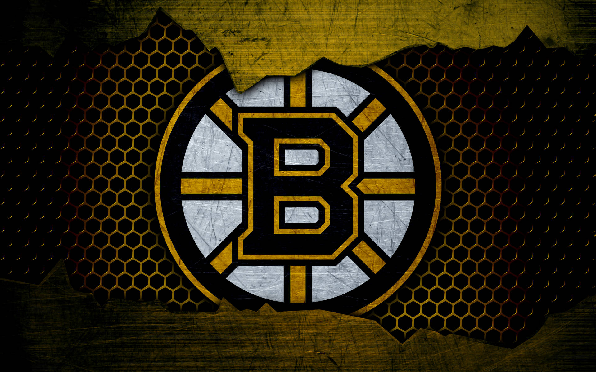 Boston Bruins Hexagon Grate Background