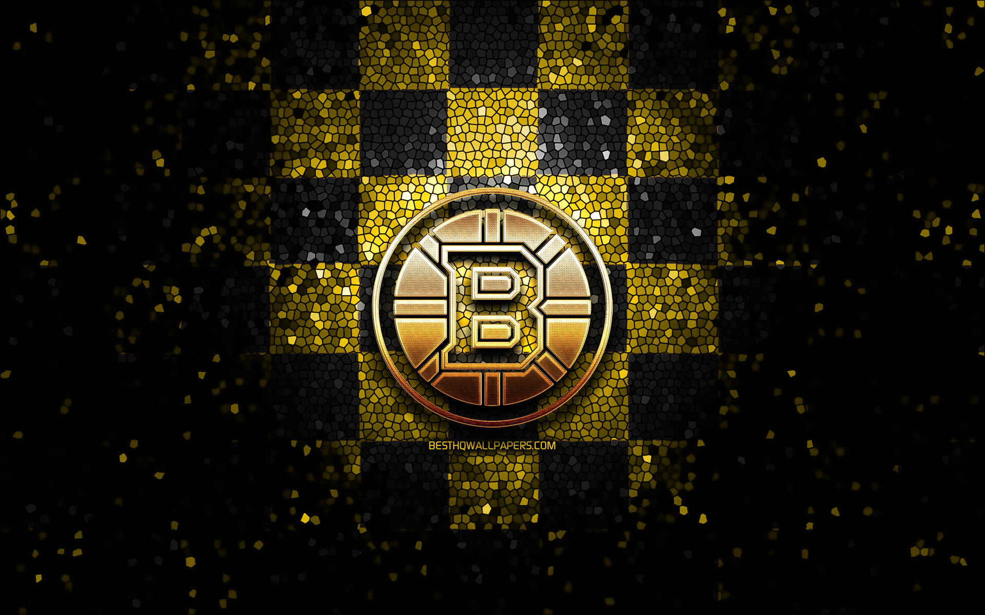 Boston Bruins Logo Glittery Checkerboard