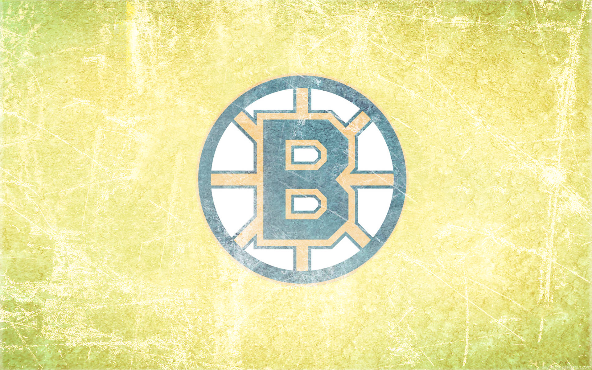 Boston Bruins Yellow Grunge Background