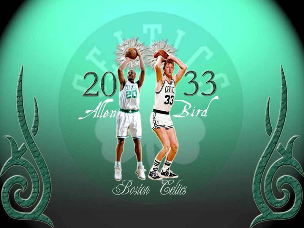 Boston Celtics Larry Bird And Ray Allen Background