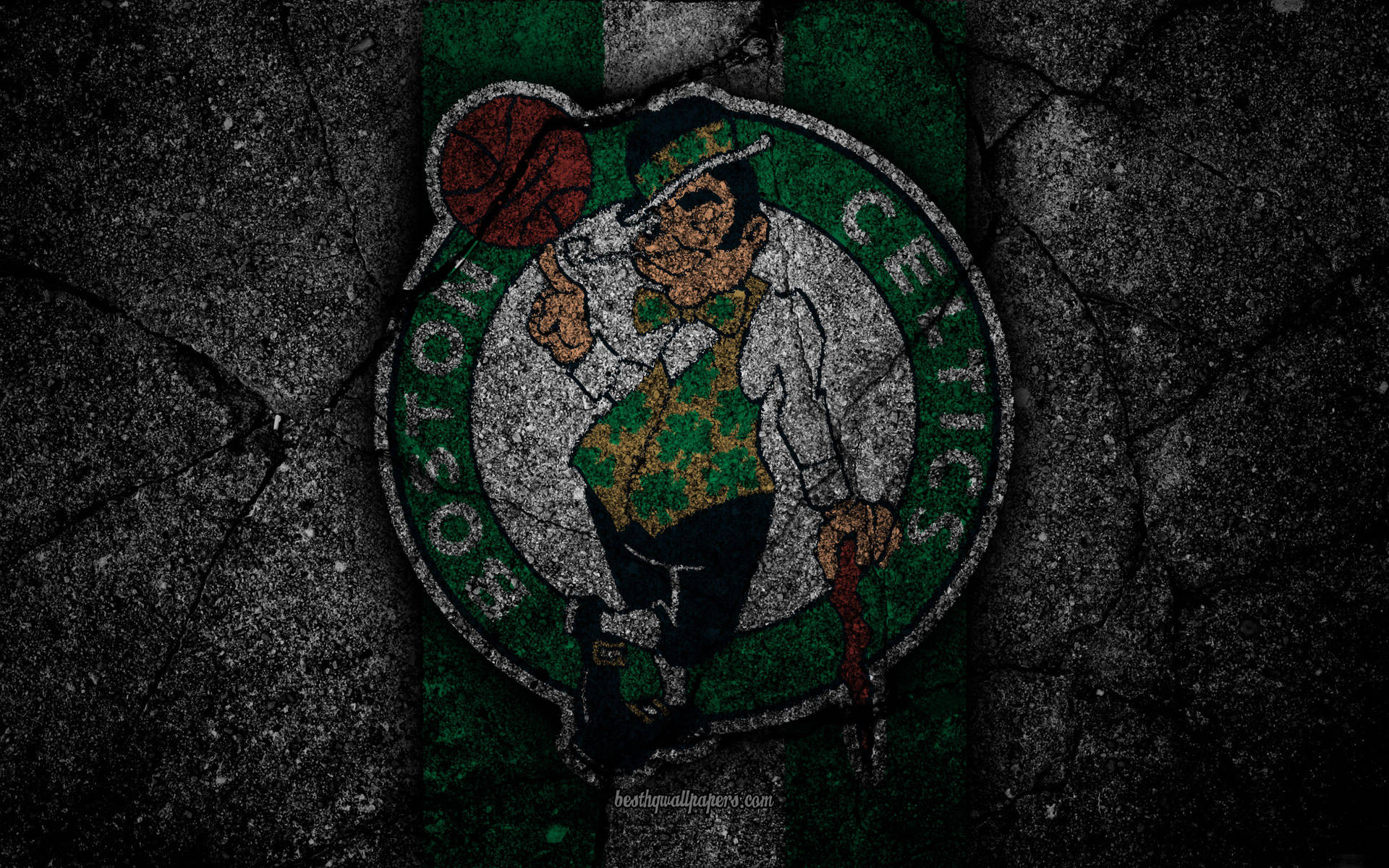 Boston Celtics Logo In Concrete Background