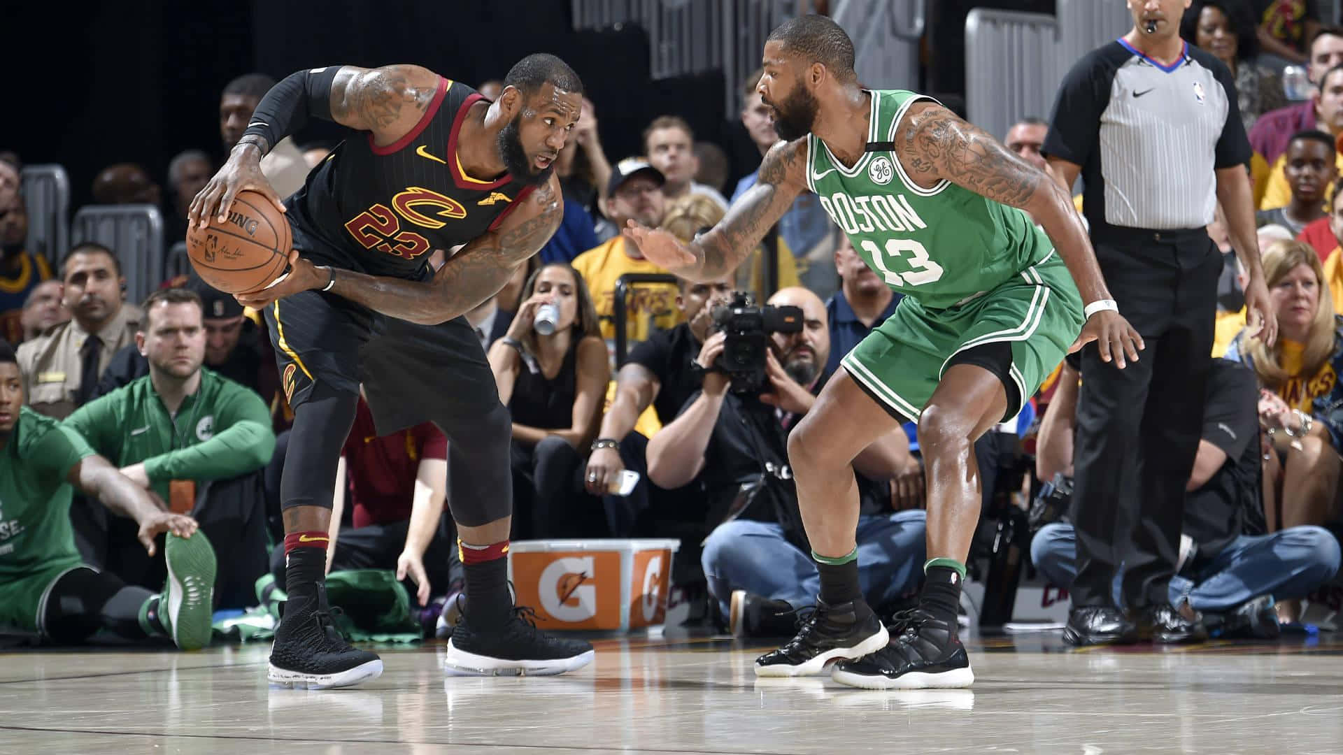 Boston Celtics Marcus Morris Versus Cleveland Cavaliers Lebron James