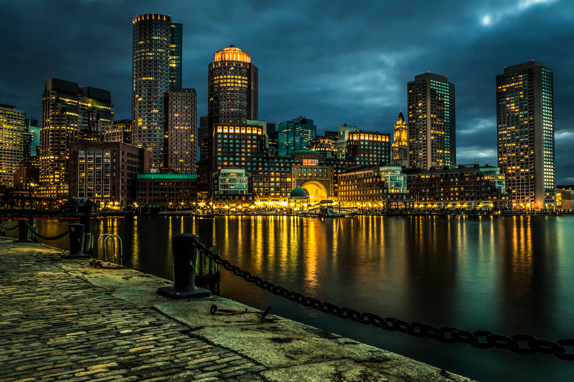 Boston City Lights Background