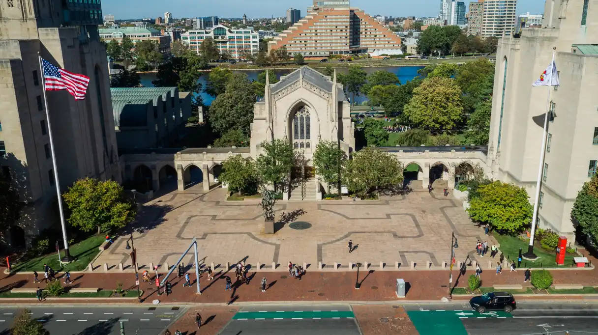 Boston University Theology Department Building Under A Clear Blue Sky