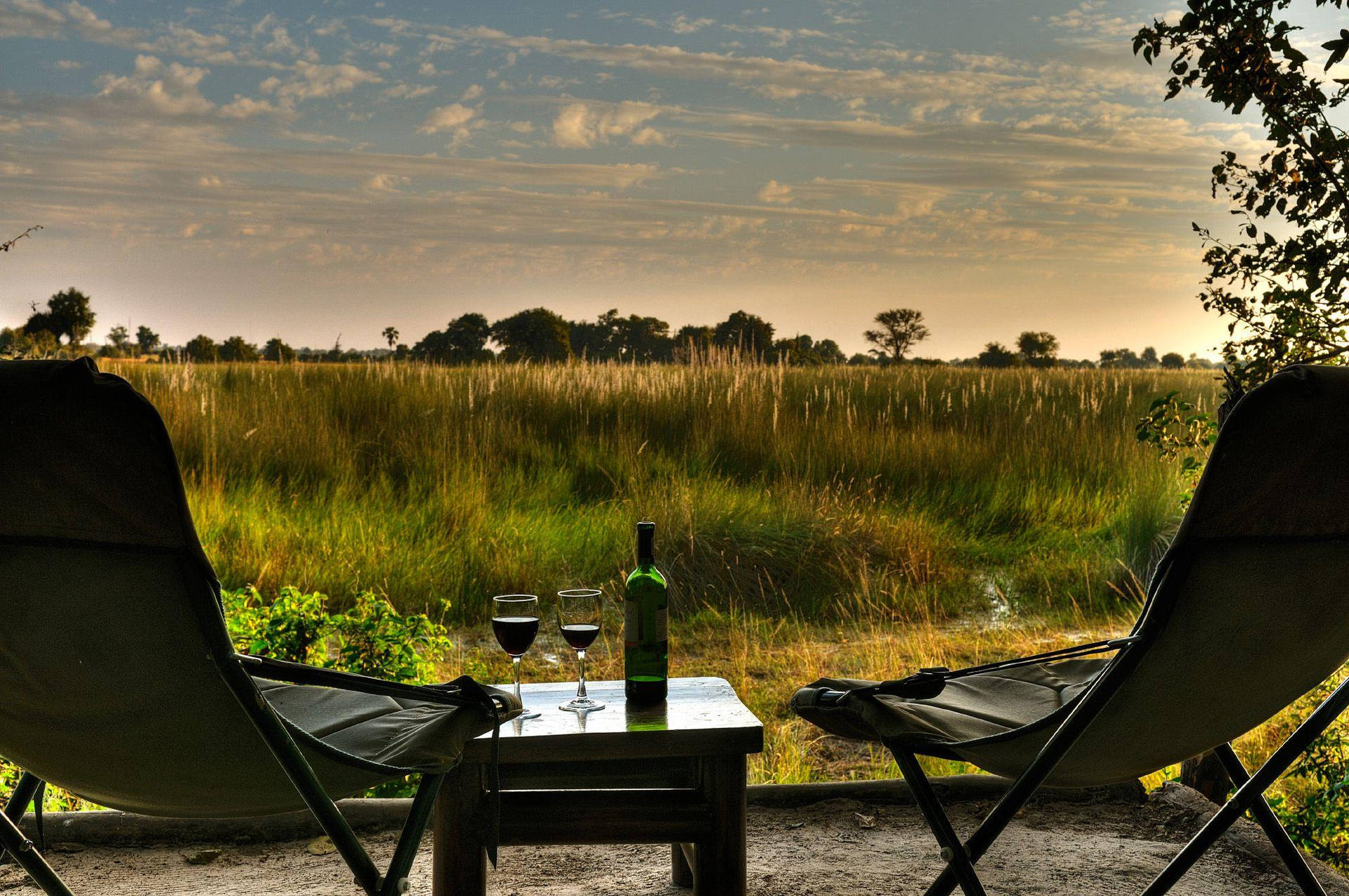 Botswana Camping Sunrise View Background