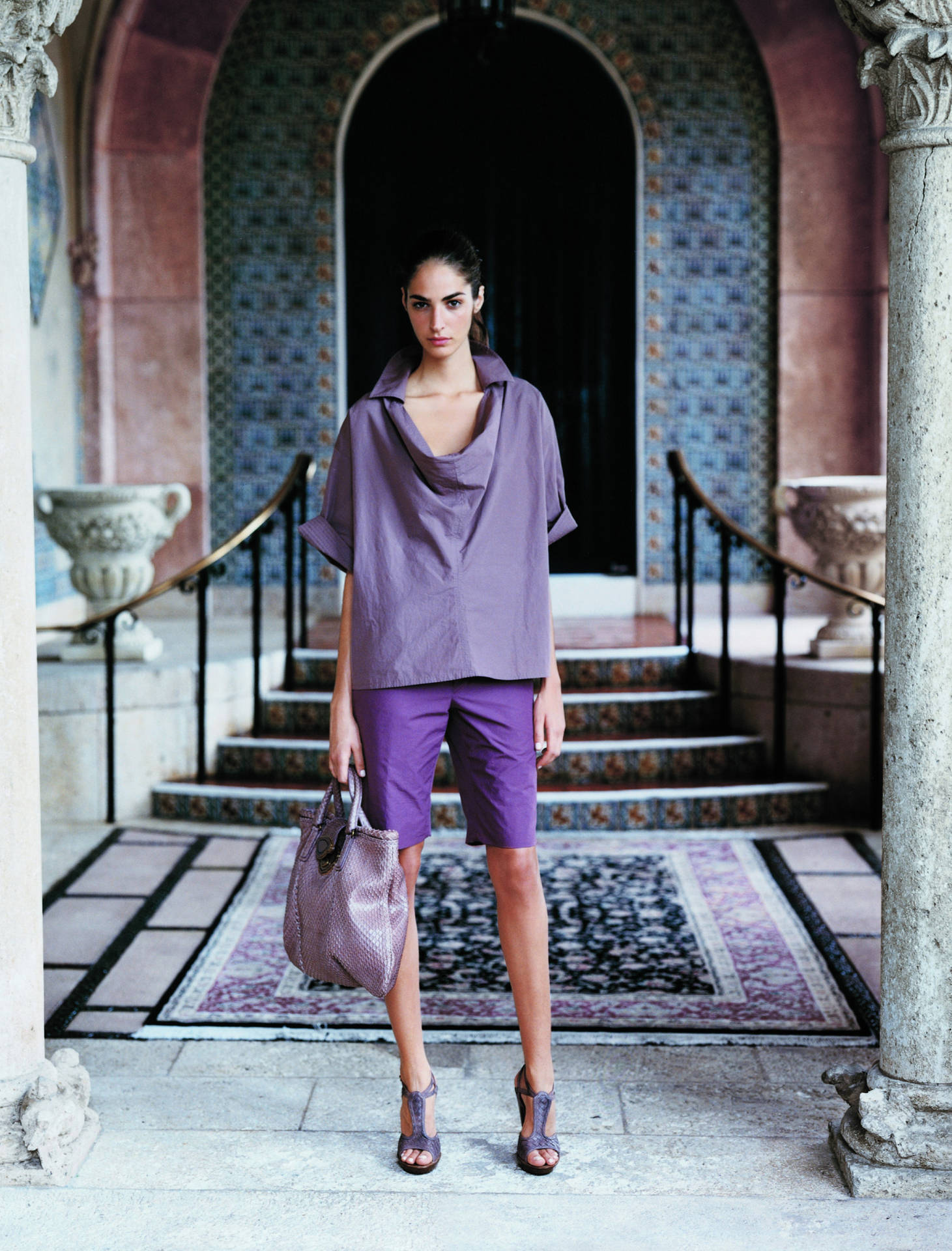 Bottega Veneta Model In All-purple Outfit