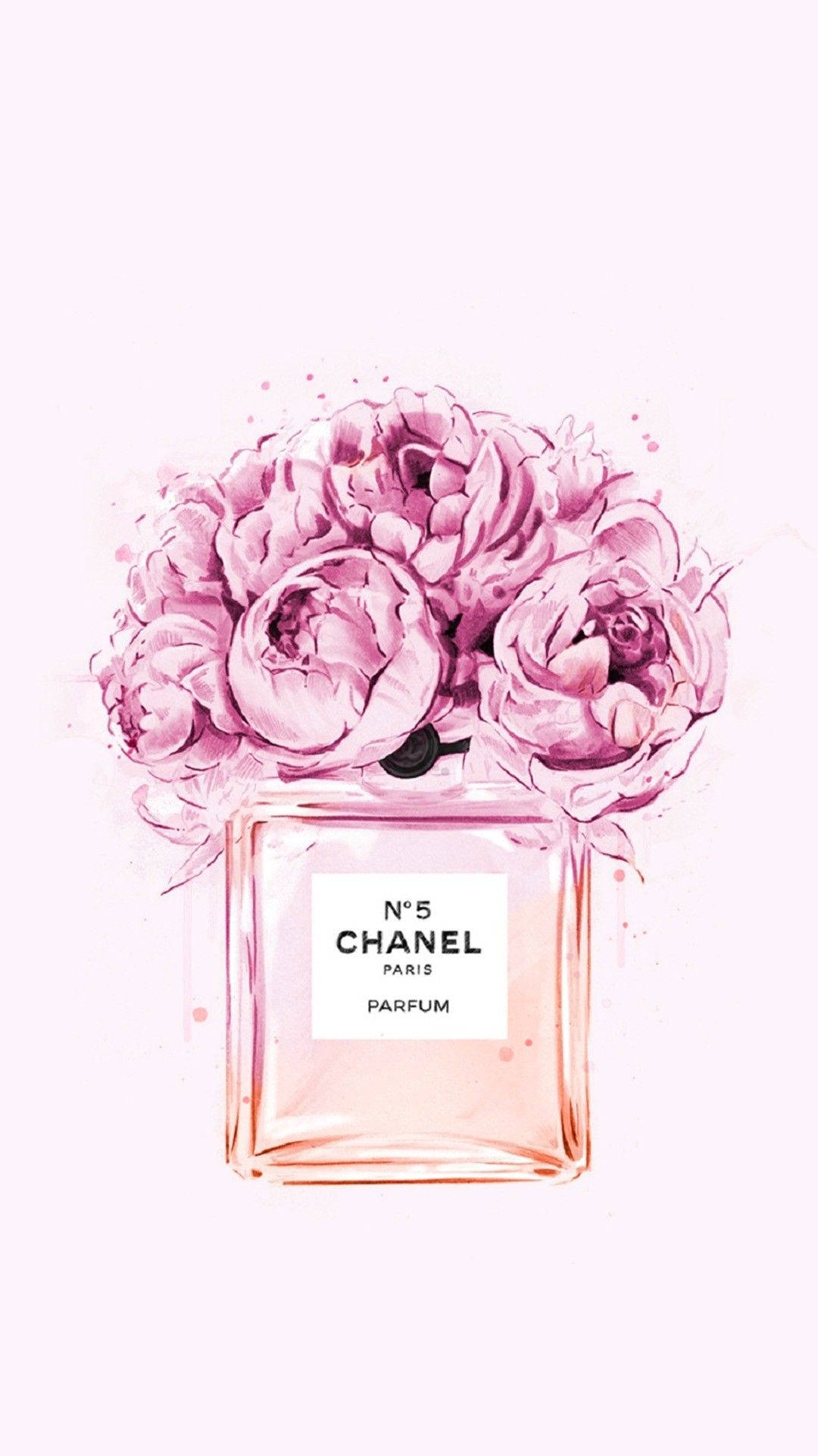 Bottle With Pink Chanel Logo Background