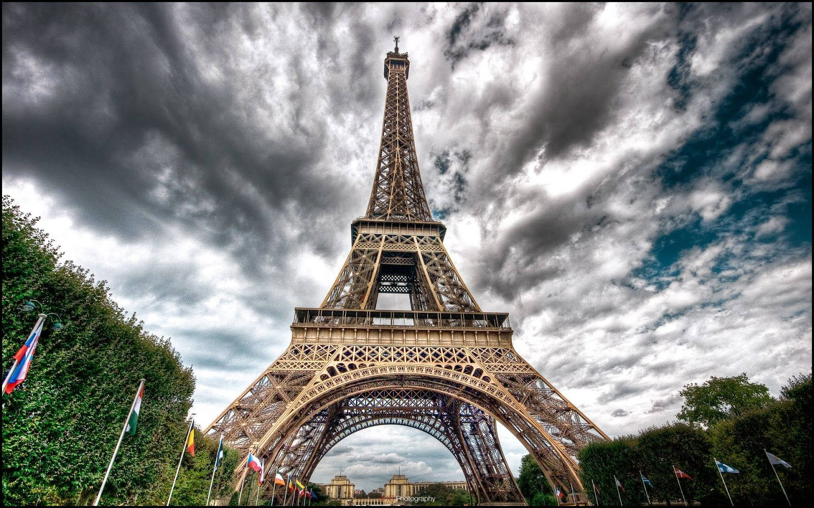 Bottom To Top Eiffel Tower Paris Background