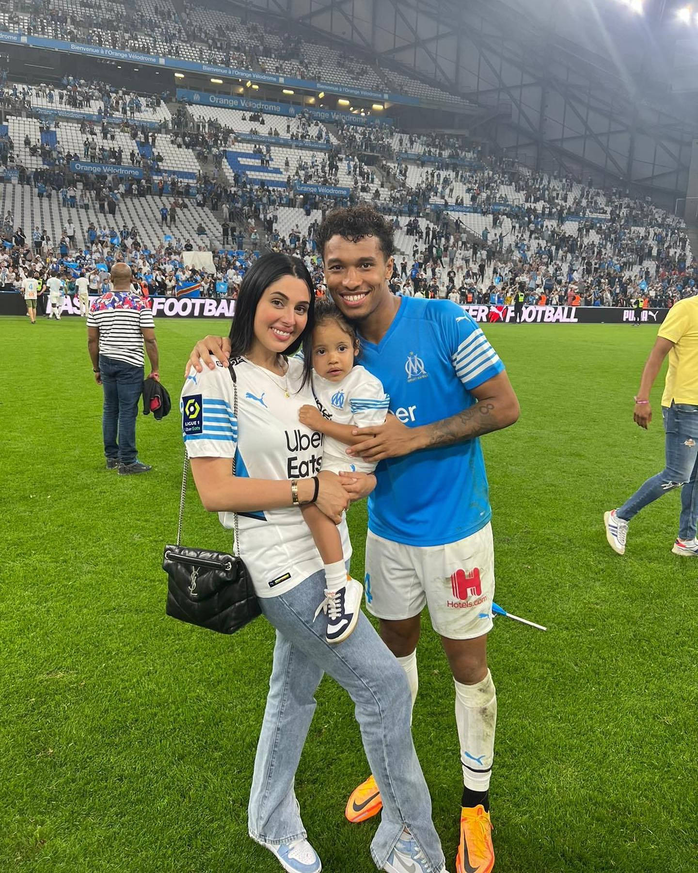 Boubacar Kamara Wife And Baby In Field Background