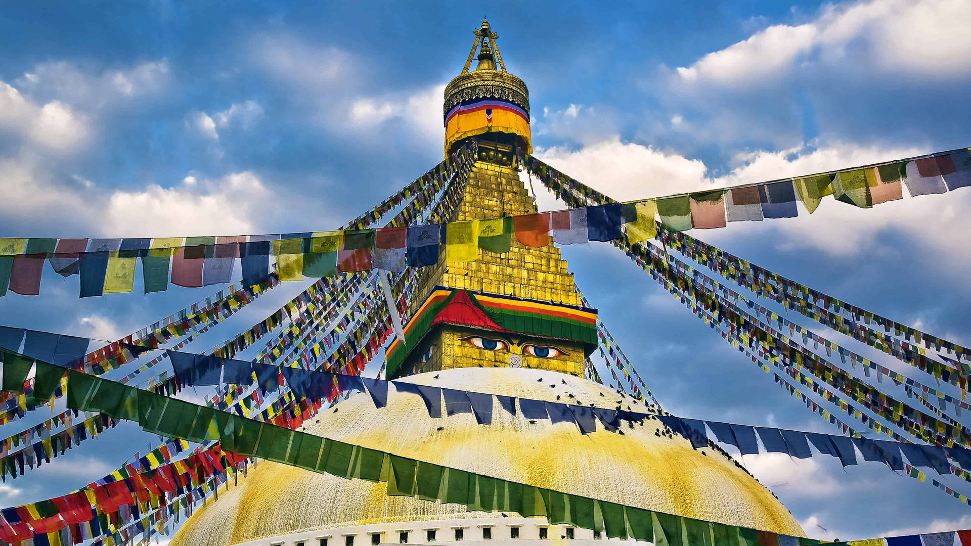 Boudhanath: The Sacred Yellow Dome Stupa Of Kathmandu Background