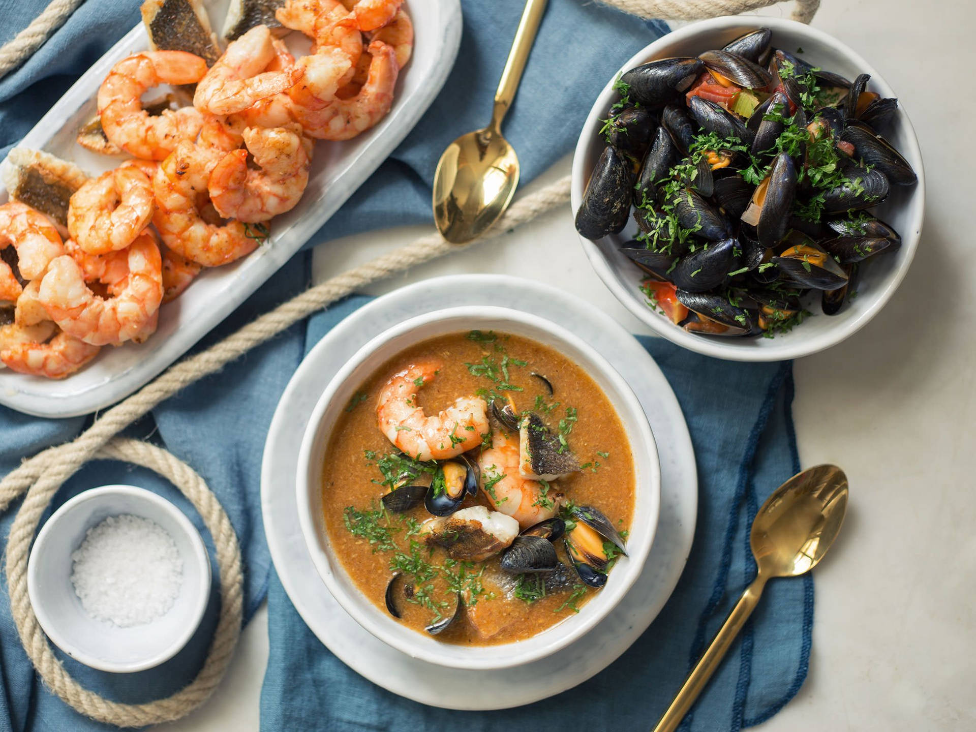 Bouillabaisse French Meal With Eggplant Background